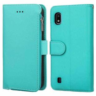 For Samsung Galaxy A10 Microfiber Zipper Horizontal Flip Leather Case(Green)
