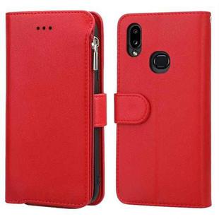 For Samsung Galaxy A10s Microfiber Zipper Horizontal Flip Leather Case(Red)