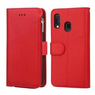 For Samsung Galaxy A20e Microfiber Zipper Horizontal Flip Leather Case(Red)