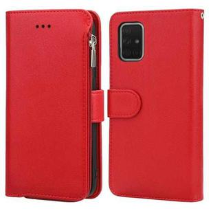For Samsung Galaxy A71 Microfiber Zipper Horizontal Flip Leather Case(Red)