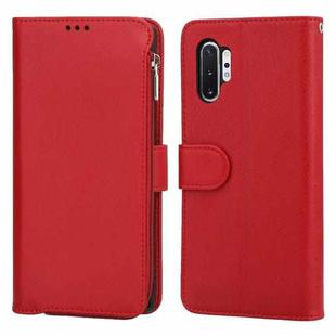 For Samsung Galaxy Note10+ Microfiber Zipper Horizontal Flip Leather Case(Red)