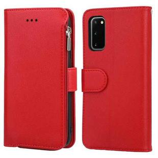 For Samsung Galaxy S20+ Microfiber Zipper Horizontal Flip Leather Case(Red)