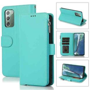 For Samsung Galaxy Note20 Microfiber Zipper Horizontal Flip Leather Case(Green)
