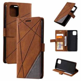 For Samsung Galaxy A03 166mm Skin Feel Splicing Leather Phone Case(Brown)