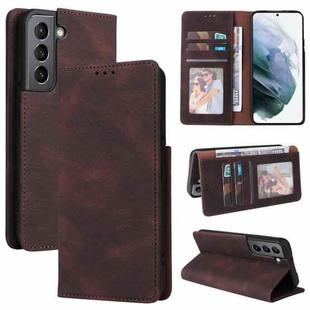 For Samsung Galaxy S22 5G Simple Suction Closure Leather Phone Case(Brown)