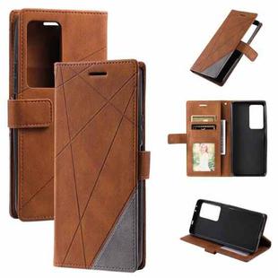 For Xiaomi Redmi K40S Skin Feel Splicing Leather Phone Case(Brown)