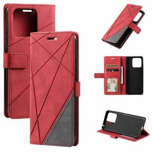 For Xiaomi Redmi 10C 4G Global/10 India Skin Feel Splicing Leather Phone Case(Red)