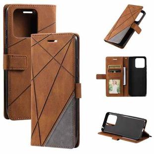 For Xiaomi Redmi 10C 4G Global/10 India Skin Feel Splicing Leather Phone Case(Brown)