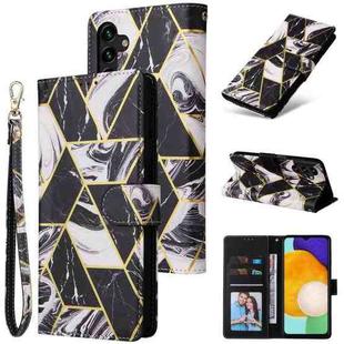 For Samsung Galaxy A13 5G Marble Bronzing Stitching Leather Phone Case(Black)