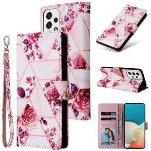 For Samsung Galaxy A53 5G Marble Bronzing Stitching Leather Phone Case(Rose Gold)