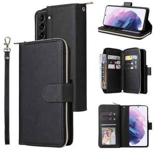 For Samsung Galaxy S22+ 5G 9 Card Slots Zipper Wallet Bag Leather Phone Case(Black)