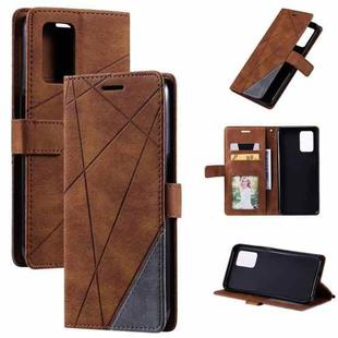 For OPPO Realme 8i Skin Feel Splicing Leather Phone Case(Brown)