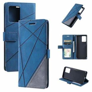 For OPPO Realme 9 Pro+ Skin Feel Splicing Leather Phone Case(Blue)