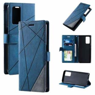 For OPPO A55s 5G Skin Feel Splicing Leather Phone Case(Blue)