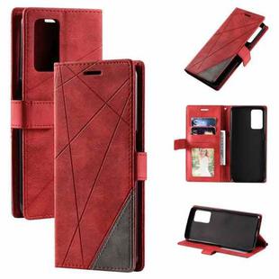 For OPPO A55s 5G Skin Feel Splicing Leather Phone Case(Red)