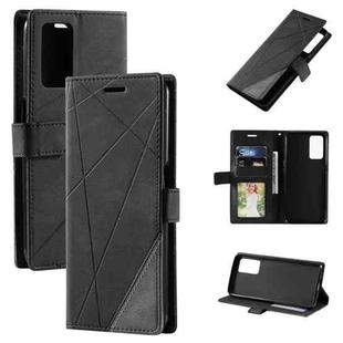 For OPPO A55s 5G Skin Feel Splicing Leather Phone Case(Black)