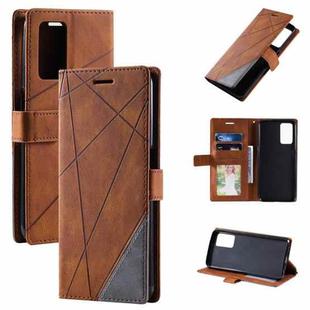 For OPPO A55s 5G Skin Feel Splicing Leather Phone Case(Brown)