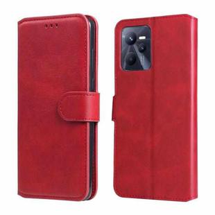 For OPPO Realme C35 Classic Calf Texture Flip Leather Case(Red)