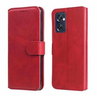 For OPPO Reno7 SE 5G Classic Calf Texture Flip Leather Case(Red)