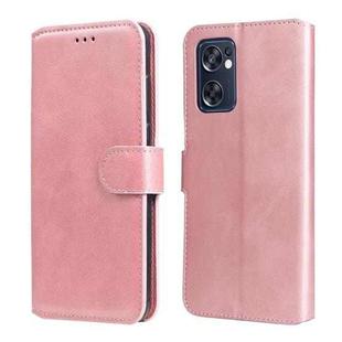 For OPPO Reno7 SE 5G Classic Calf Texture Flip Leather Case(Rose Gold)