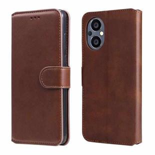 For OPPO Reno7 Z 5G / A96 5G Classic Calf Texture Flip Leather Case(Brown)