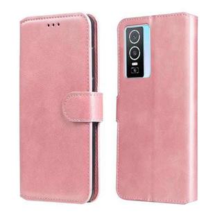 For vivo Y76s / Y76 5G Classic Calf Texture Flip Leather Case(Rose Gold)