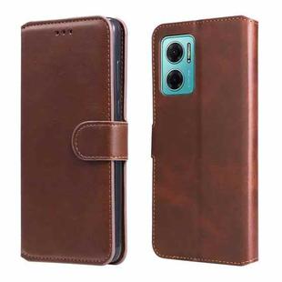 For Xiaomi Redmi Note 11E / Redmi 10 Prime+ 5G Classic Calf Texture Flip Leather Case(Brown)