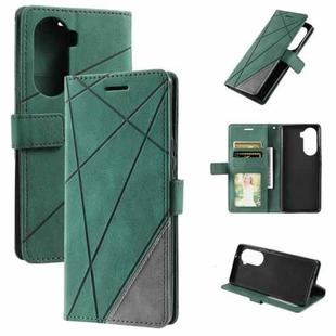 For Honor 60 Pro Skin Feel Splicing Leather Phone Case(Green)