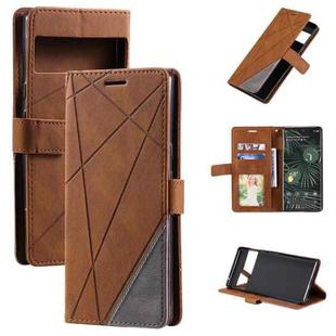 For Google Pixel 6 Pro Skin Feel Splicing Leather Phone Case(Brown)