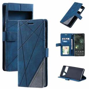 For Google Pixel 6 Skin Feel Splicing Leather Phone Case(Blue)
