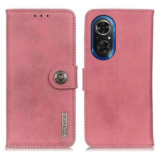 For Honor 50 SE / Huawei Nova 9 SE KHAZNEH Cowhide Texture Horizontal Flip Leather Phone Case(Pink)
