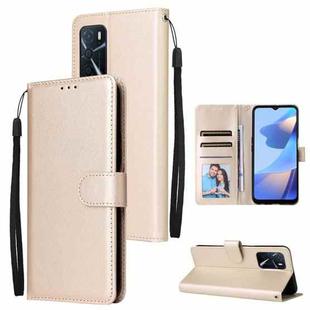 For OPPO A16 3 Card Slots Multifunctional Leather Phone Case(Gold)