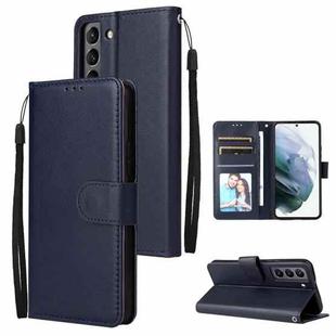 For Samsung Galaxy S22 5G 3 Card Slots Multifunctional Leather Phone Case(Navy Blue)