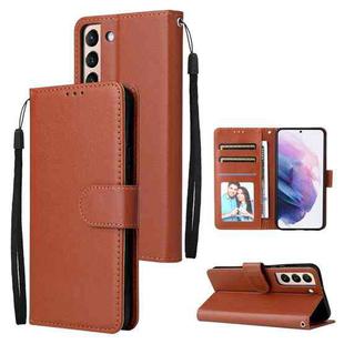 For Samsung Galaxy S22+ 5G 3 Card Slots Multifunctional Leather Phone Case(Brown)