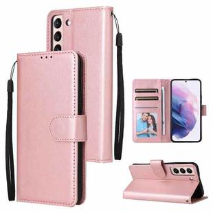 For Samsung Galaxy S22+ 5G 3 Card Slots Multifunctional Leather Phone Case(Rose Gold)