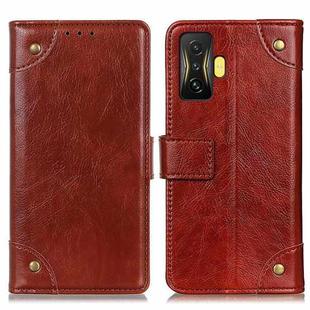 For Xiaomi Poco F4 GT 5G Copper Buckle Nappa Texture Horizontal Flip Leather Phone Case(Brown)
