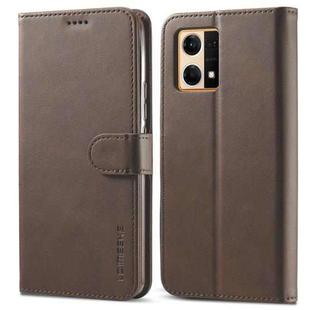 For OPPO Reno7 4G / F21 Pro 4G LC.IMEEKE Calf Texture Leather Phone Case(Coffee)