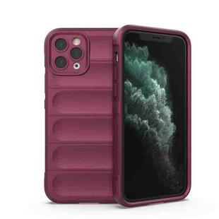 For iPhone 11 Pro Magic Shield TPU + Flannel Phone Case (Wine Red)