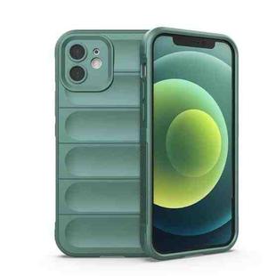 For iPhone 12 Magic Shield TPU + Flannel Phone Case(Dark Green)