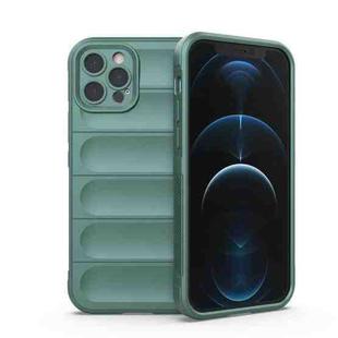 For iPhone 12 Pro Magic Shield TPU + Flannel Phone Case(Dark Green)