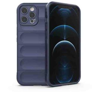 For iPhone 12 Pro Max Magic Shield TPU + Flannel Phone Case(Dark Blue)