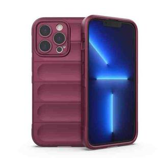 For iPhone 13 Pro Magic Shield TPU + Flannel Phone Case (Wine Red)