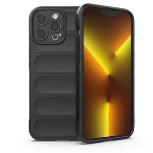 For iPhone 13 Pro Max Magic Shield TPU + Flannel Phone Case (Black)