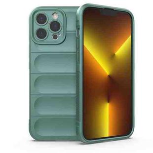 For iPhone 13 Pro Max Magic Shield TPU + Flannel Phone Case (Dark Green)