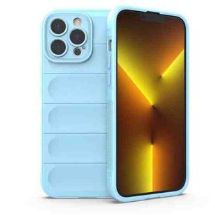 For iPhone 13 Pro Max Magic Shield TPU + Flannel Phone Case (Light Blue)