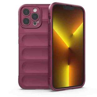 For iPhone 13 Pro Max Magic Shield TPU + Flannel Phone Case (Wine Red)