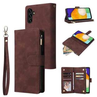 For Samsung Galaxy A13 5G Multifunctional Frosted Zipper Wallet Leather Phone Case(Coffee)