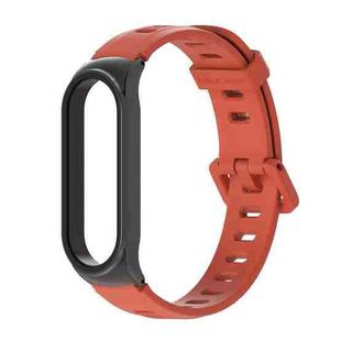 For Xiaomi Mi Band 6 / 5 / 4 / 3 Mijobs Flat Hole Silicone Watch Band, Style:CS Case(Orange+Black)