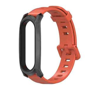 For Xiaomi Mi Band 6 / 5 / 4 / 3 Mijobs Flat Hole Silicone Watch Band, Style:GT Case(Orange+Black)