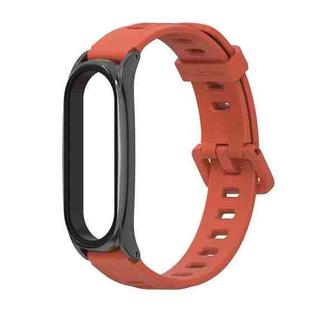 For Xiaomi Mi Band 6 / 5 / 4 / 3 Mijobs Flat Hole Silicone Watch Band, Style:Plus Case(Orange+Black)